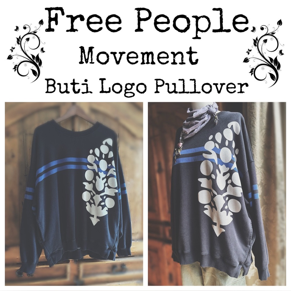 FP Movement by Free People Black and Blue Buti Logo Pullover